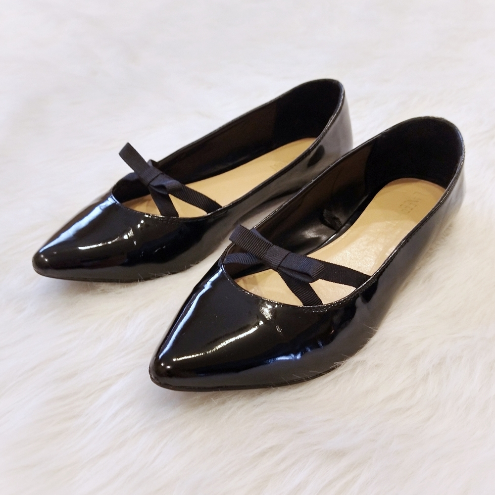 Lane Bryant Strappy Black Patent Dress Flats 10W